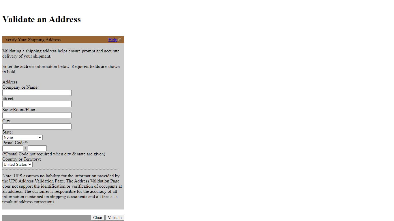 Validate an Address - UPS - United States